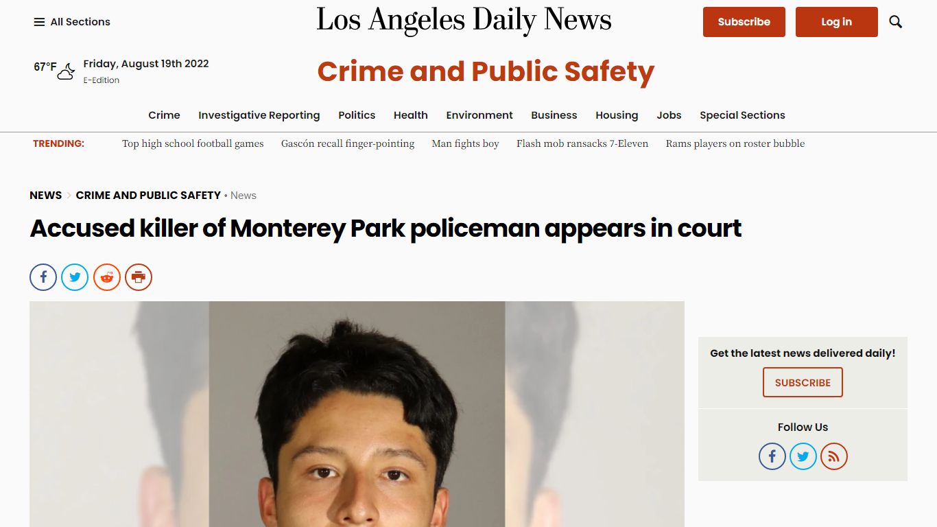 Accused killer of Monterey Park policeman appears in court